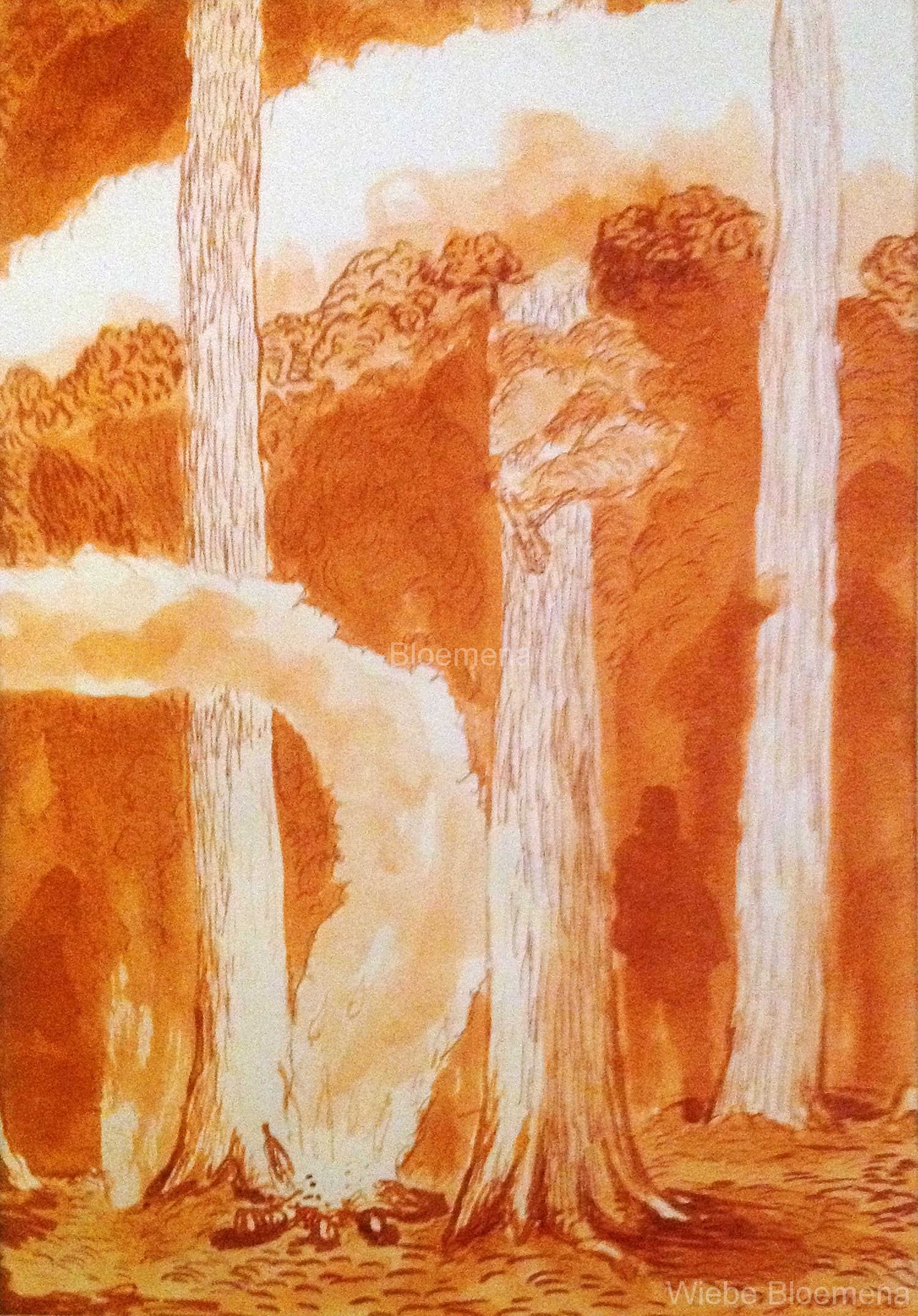 Schimmen, gewassen inkt op papier, A4